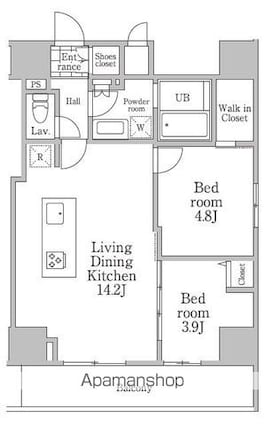 レジディア三軒茶屋Ⅲ[2LDK/51.02m2]の間取図