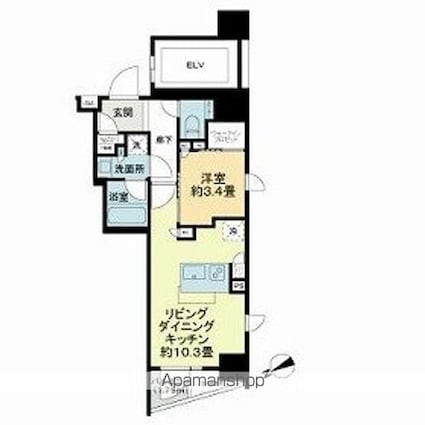 ザ・ライオンズミレス蔵前[1LDK/38.2m2]の間取図