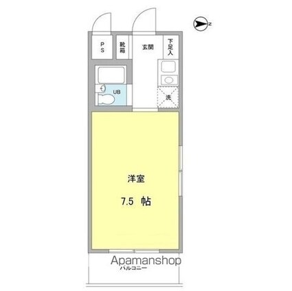 ウッドクレスト砧ＡＢＣ棟[1R/19.44m2]の間取図