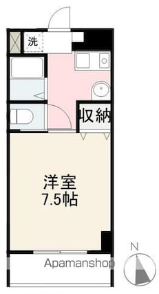 ホワイトヒルズ[1K/22.12m2]の間取図