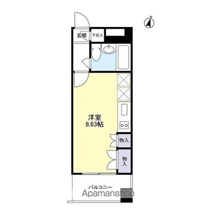 ｆｉｎｏ　ＪＩＹＵＧＡＯＫＡ[1R/23.08m2]の間取図