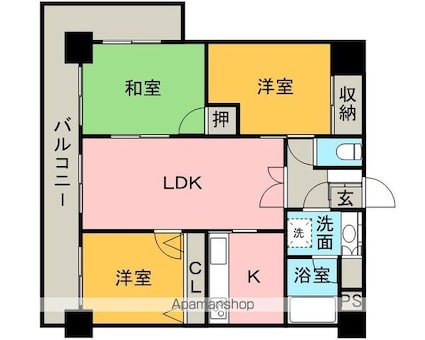 ロマネスク六ツ門[3LDK/64.8m2]の間取図