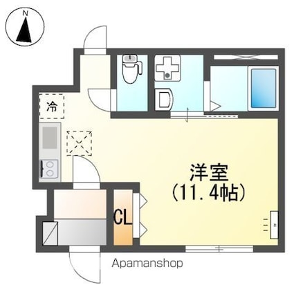 ペルラ[1R/28.7m2]の間取図