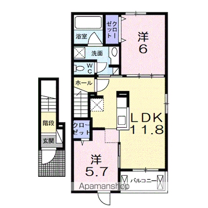 エーリ・フノマージュ[2LDK/56.68m2]の間取図