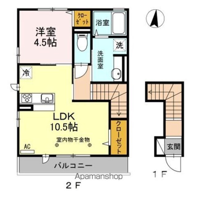 アマビリテ　Ｂ[1LDK/44.89m2]の間取図