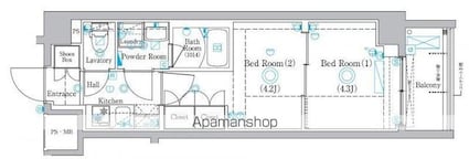 東京都調布市多摩川５丁目[2K/25.52m2]の間取図