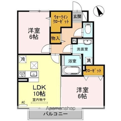 レジデンス　フィーユ　Ａ棟[2LDK/55.71m2]の間取図
