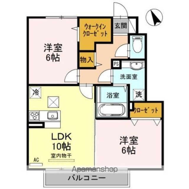レジデンス　フィーユ　Ａ棟[2LDK/55.71m2]の間取図