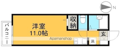 プレジール高須[1R/29m2]の間取図
