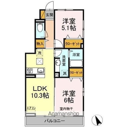 ネオハイツサギヌマＩＩ[2LDK/51.1m2]の間取図