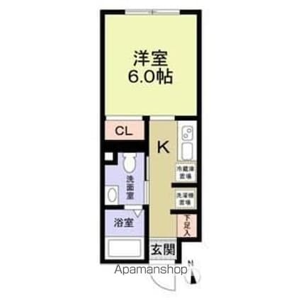 東京都板橋区大山金井町[1K/20.52m2]の間取図