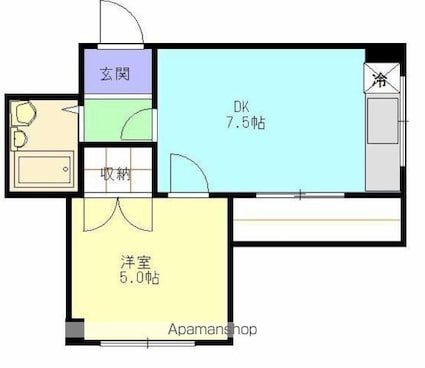 ニュー三番町ハイツ[1DK/26.4m2]の間取図
