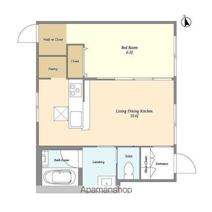 Ｇｒａｎｄ　Ｓｔａｍｍ[1LDK/44.52m2]の間取図