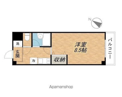 クローバーハイツⅢ[1K/26.24m2]の間取図