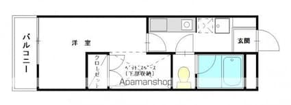 ルームサンコート[1K/22.96m2]の間取図