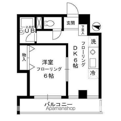 フローラ富士見台[1DK/28.65m2]の間取図