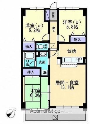 香川県高松市今里町１丁目[3LDK/74.56m2]の間取図