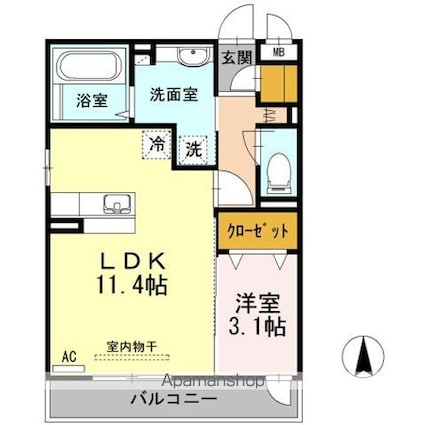 ＫＲＡＮＥ　Ｂ棟[1LDK/40.29m2]の間取図