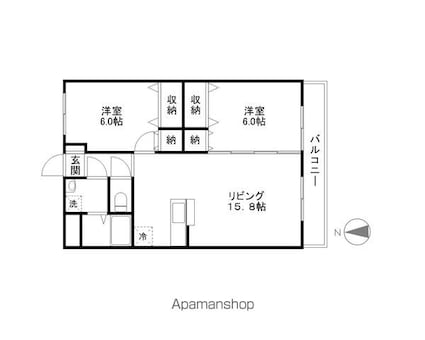 ＢＲＡＩＮ　ＭＡＮＳＩＯＮ　Ｓｕｎ－Ｑ[2LDK/59.4m2]の間取図