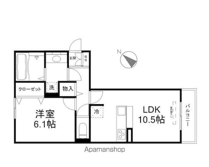 滋賀県大津市本堅田６丁目[1LDK/44.71m2]の間取図