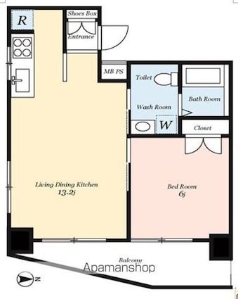 東京都中野区弥生町４丁目[1LDK/41.16m2]の間取図