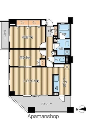 ドゥーエ芦花公園[2LDK/60.91m2]の間取図