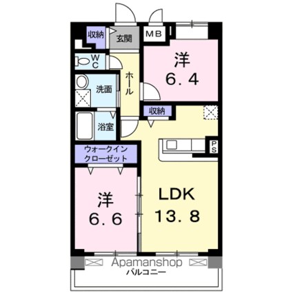 ヴィアーレ　光南[2LDK/62.87m2]の間取図