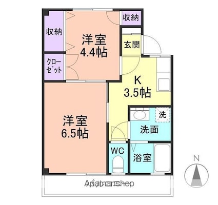 ソルトテラス[2K/36.96m2]の間取図
