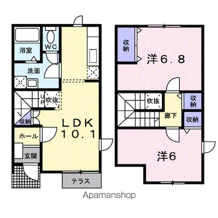 ニュープリムローズ　Ⅱ棟[2LDK/58.79m2]の間取図