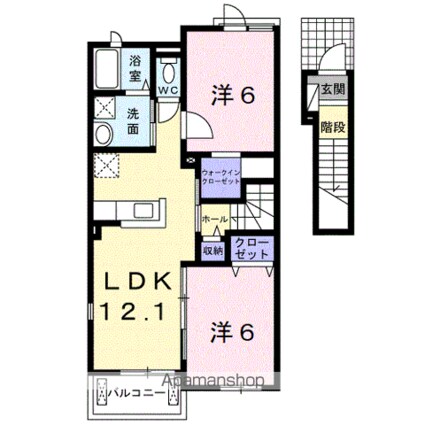 和歌山県和歌山市六十谷[2LDK/58.21m2]の間取図