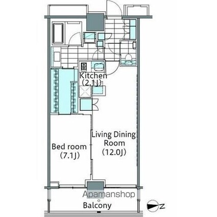 コンフォリア新宿イーストサイドタワー[1LDK/55.53m2]の間取図