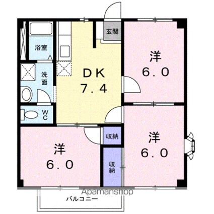 ニューシティオオタＡ[3DK/53m2]の間取図