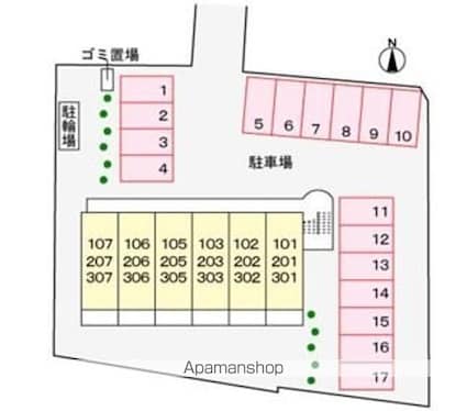アプレザンレーヴ[1K/27.52m2]の配置図