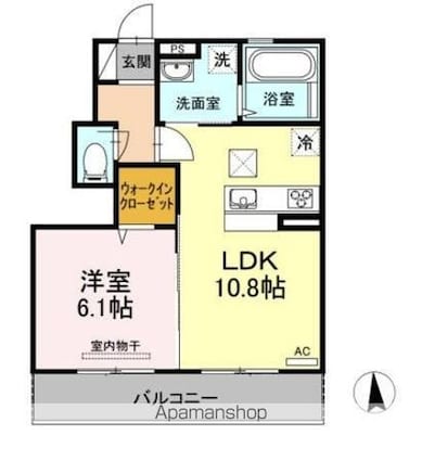 ルピナス[1LDK/41.33m2]の間取図