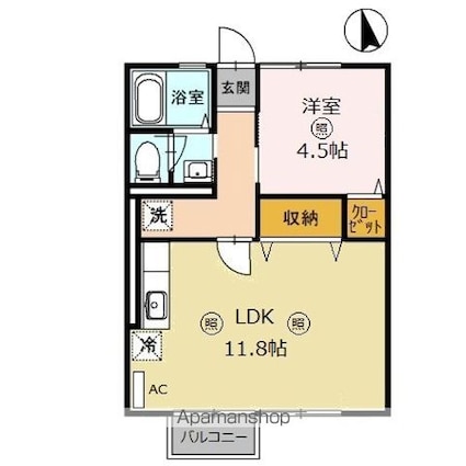 葉山ハイツ　Ａ棟[1LDK/48m2]の間取図