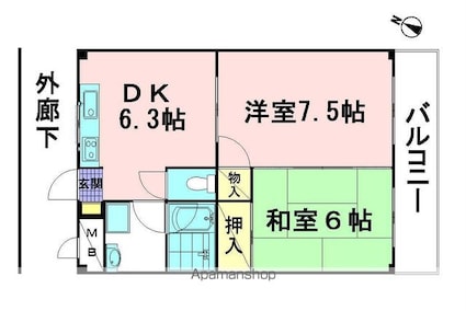 フリーダム[2DK/46.17m2]の間取図