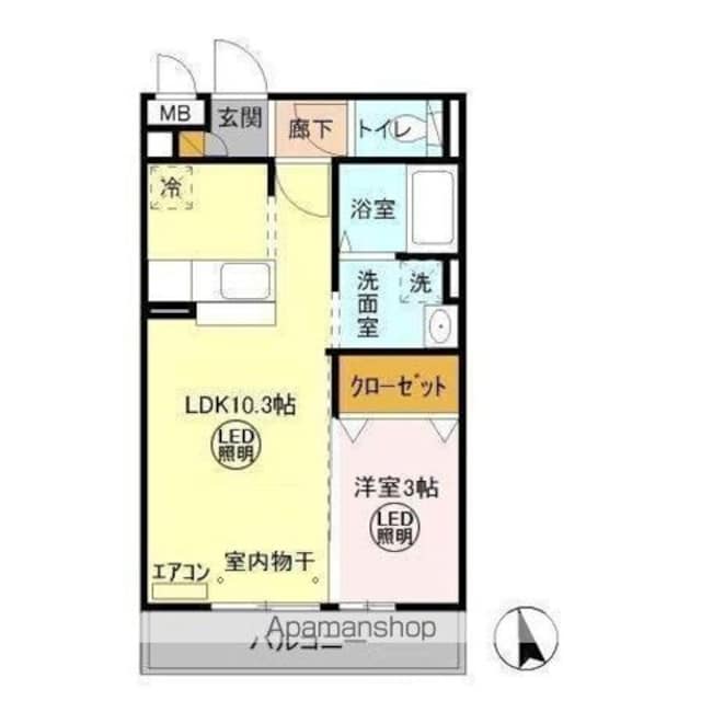ブリックガーデン[1LDK/33.26m2]の間取図