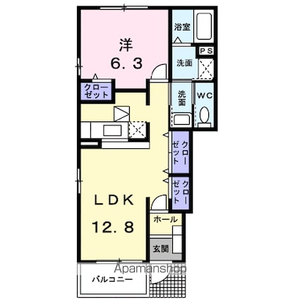 ラフィネＡ[1LDK/46.49m2]の間取図