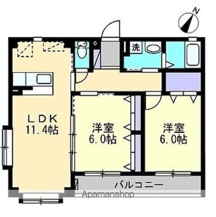 フォブールグランシャリオ[2LDK/53.61m2]の間取図