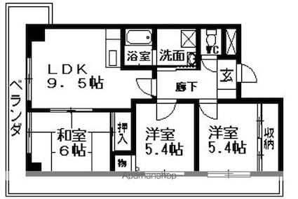 ジョイパレスチシロ[3DK/66m2]の間取図