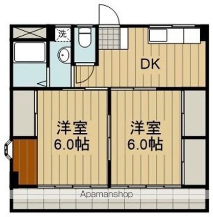 グリンデルハウス[2DK/43.06m2]の間取図