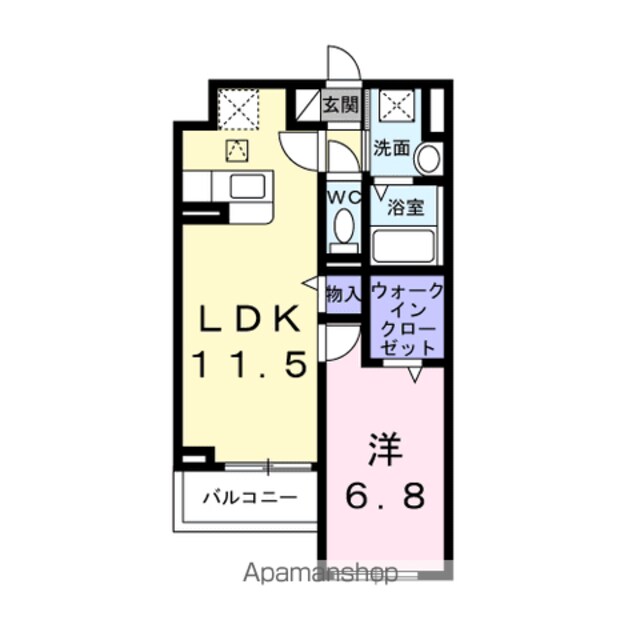 アンソレイユ[1LDK/43.57m2]の間取図