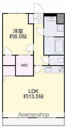 岡山県岡山市北区奥田本町[1LDK/48m2]の間取図