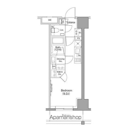 ザ・パークハビオ木場[1R/25.16m2]の間取図
