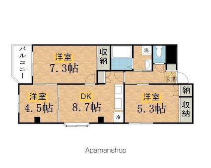 レジデンス山崎[3DK/58.18m2]の間取図