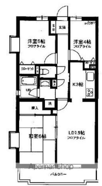 グレース桜新町[3LDK/64.09m2]の間取図