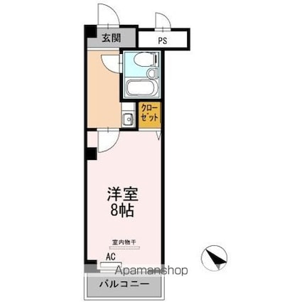 エメラルドリーフ[1K/23.03m2]の間取図