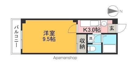 オカダハイツ[1K/27.1m2]の間取図