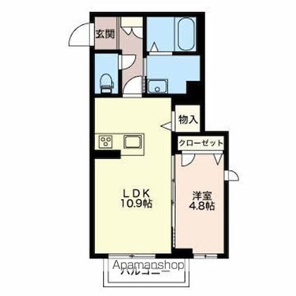 長野県長野市中御所２丁目[1LDK/41.22m2]の間取図