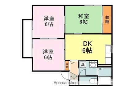 広島県福山市御幸町大字森脇[3DK/54.7m2]の間取図